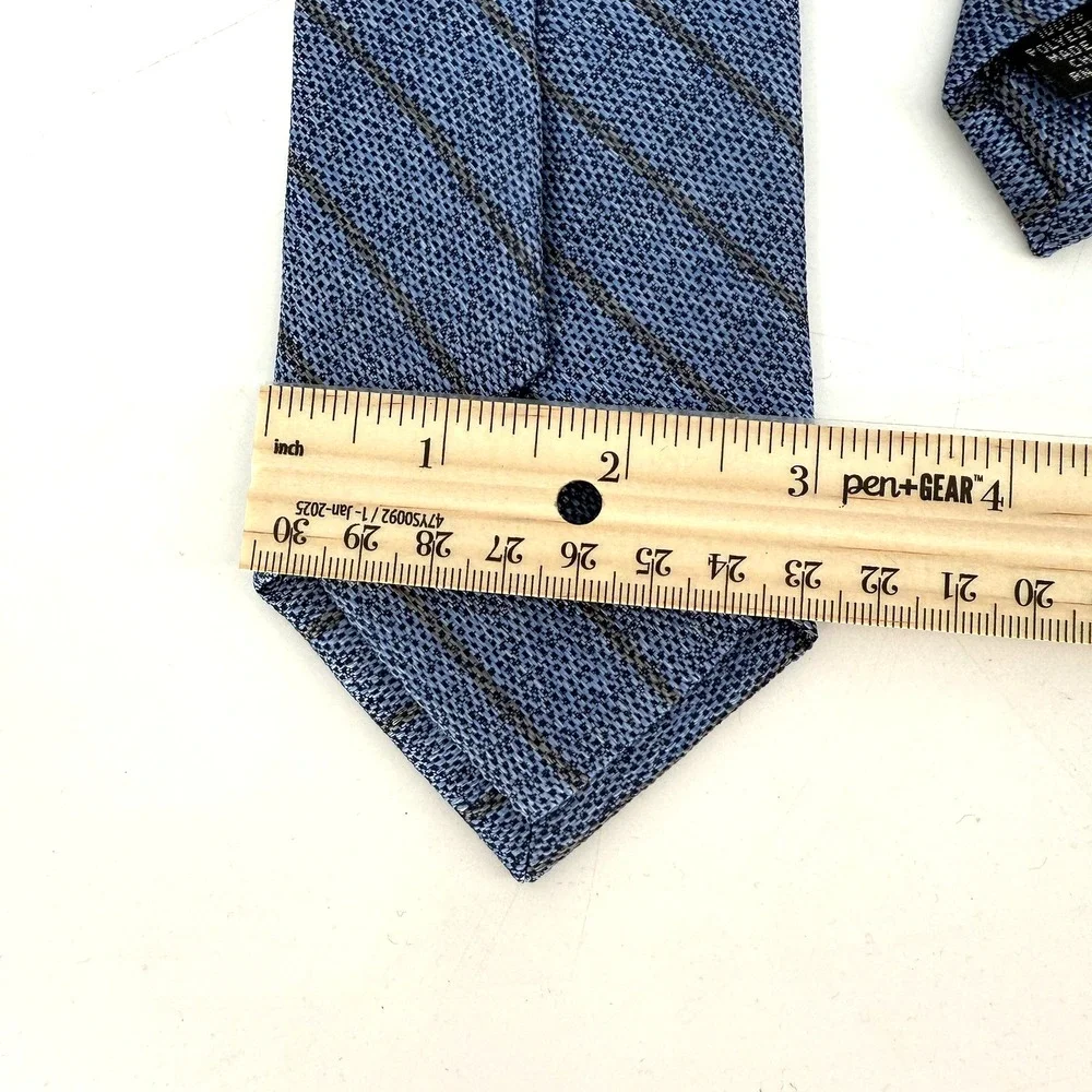 Pronto Uomo Tie Mens One Size Blue Diagonal Stripe Textured Woven Necktie Dress‎